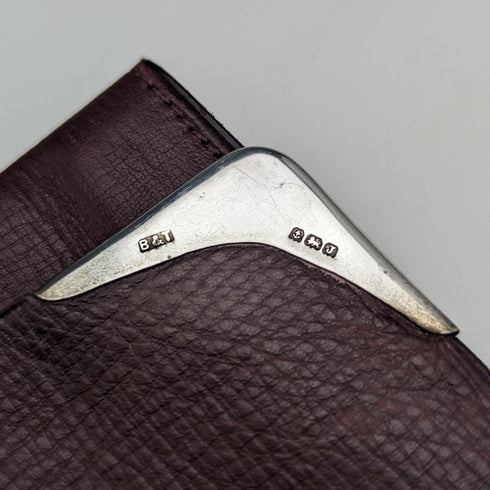 1933年 英国ヴィンテージ 純銀装飾 レザーウォレット 長財布 B&T